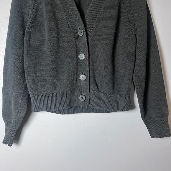 GAP Cardigan Sweater Women’s M Charcoal Gray Button Front Knit Classic Casual - Picture 8 of 8